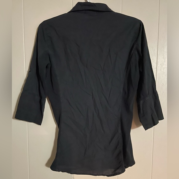 Vanity Black 3/4 Length Sleeve Button Down Blouse - Picture 3 of 3